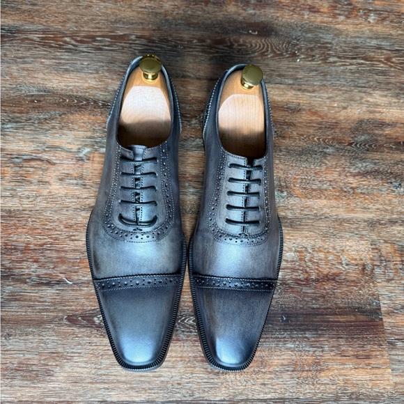 Handmade grey Captoe oxfords - Picture 4 of 4